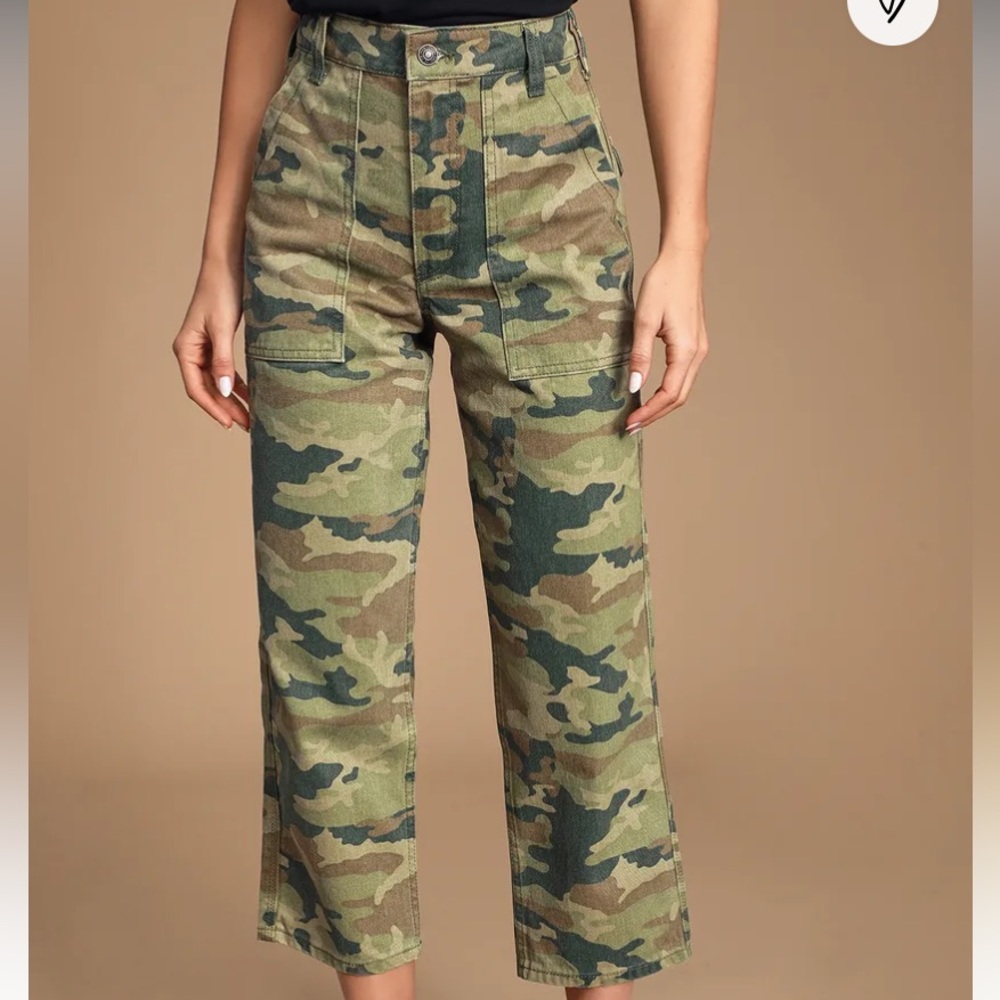 We The Free Free People Remy Camo High Waisted Wide Leg Jeans - Picture 6 of 16
